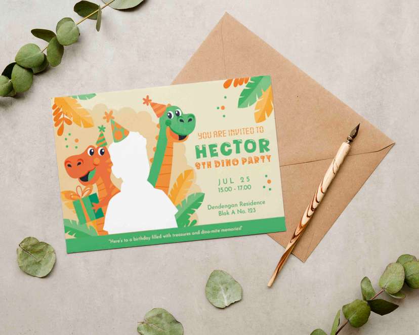 Undangan Ulang Tahun Tema Dinosaurus - Image 1