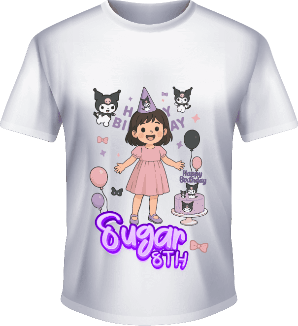 Kaos Ulang Tahun Anak Perempuan Tema Kawaii Kuromi - Image 1