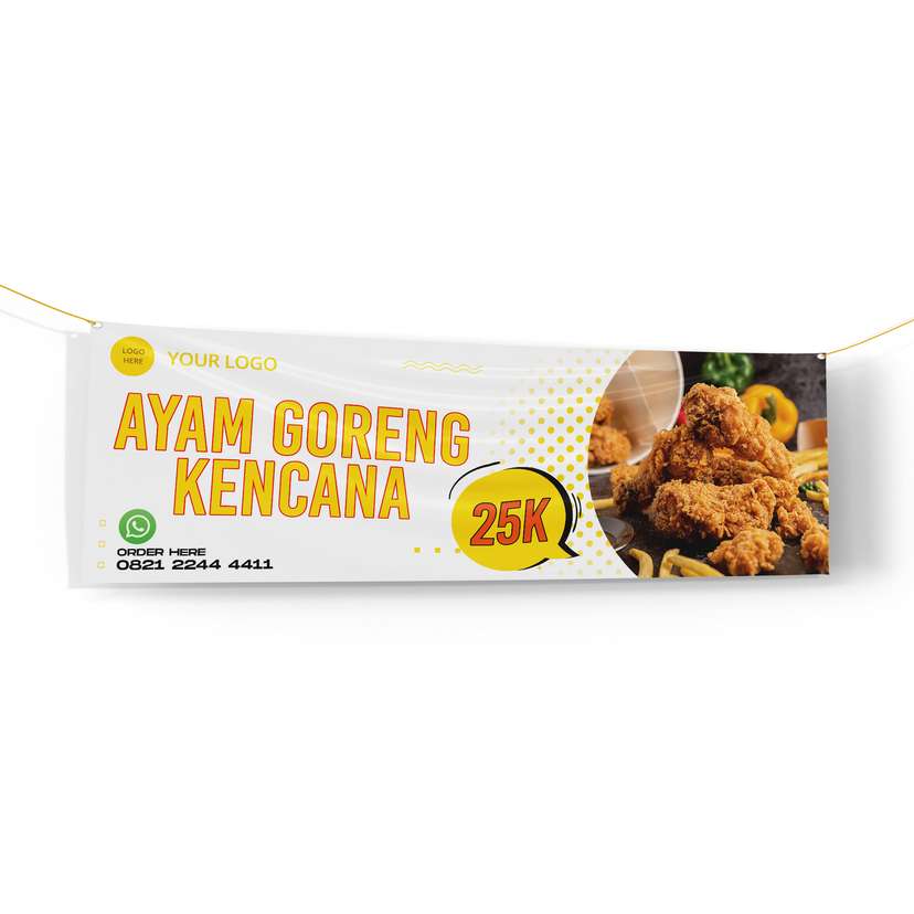 Banner Makanan Ayam Goreng Putih Elegan - Image 1