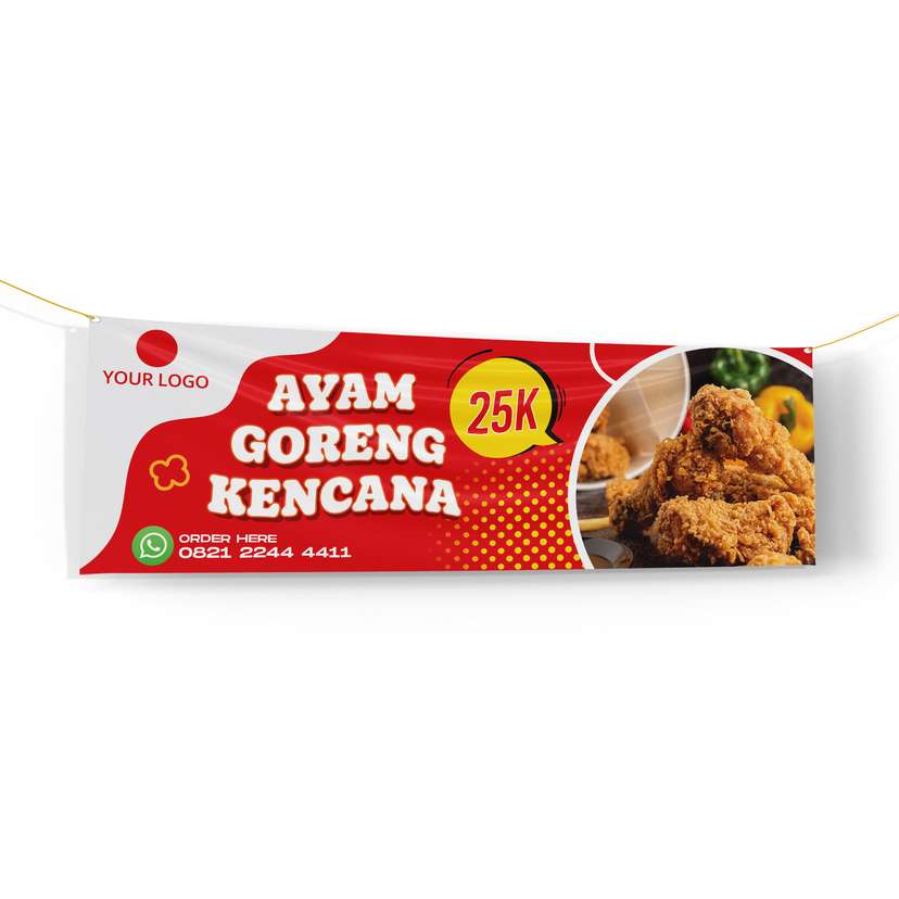 Banner Makanan Ayam Goreng Tema Polkadot Seru - Image 1