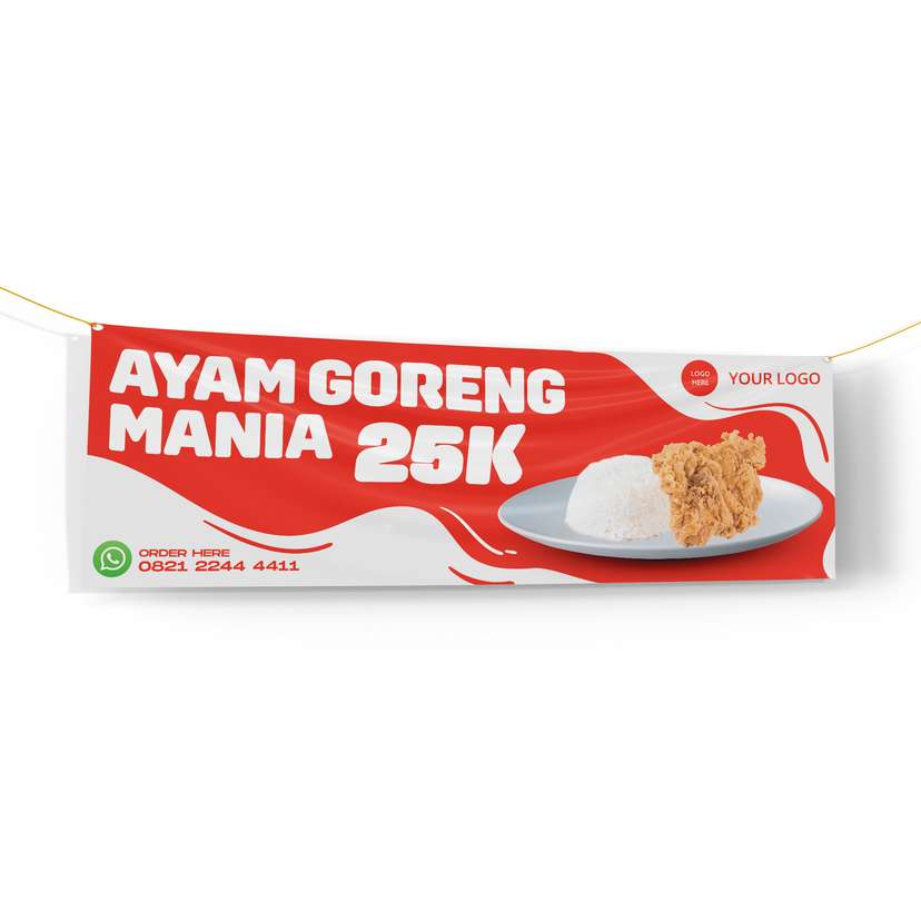 Banner Makanan Ayam Goreng Mania Gelombang Merah - Image 1