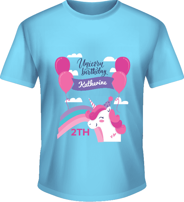 Kaos Ulang Tahun Anak Tema Unicorn Warna Biru - Image 1