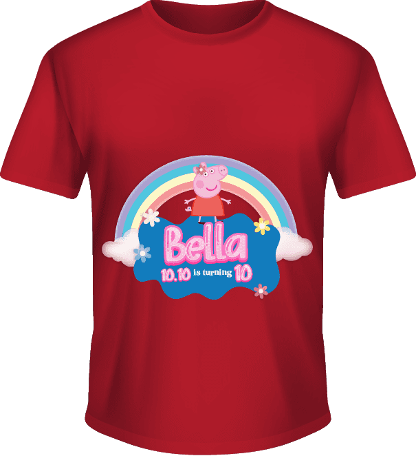 Kaos Ulang Tahun Peppa Pig Warna Merah - Image 1