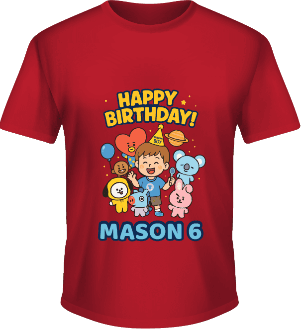 Kaos Ulang Tahun Anak Laki-Laki Tema BT21 - Image 1