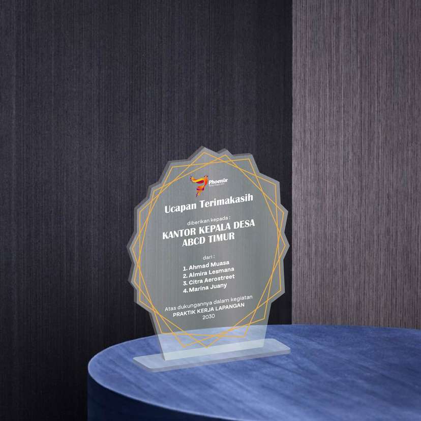 Plakat Akrilik Ucapan Terima Kasih - Gold Ribbon Crystal ✨ - Image 1