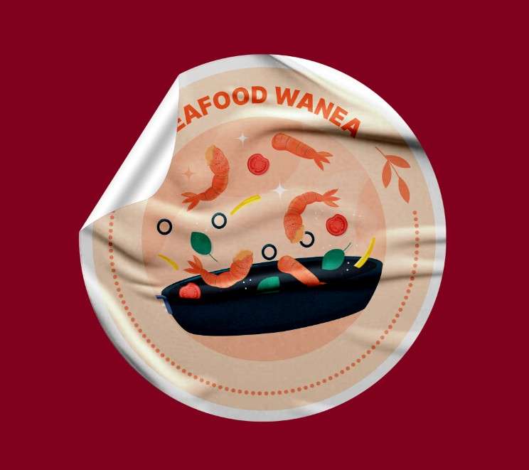 Sticker Seafood Wanea – Ilustrasi Dinamis Sajian Laut Segar dan Lezat - Image 1