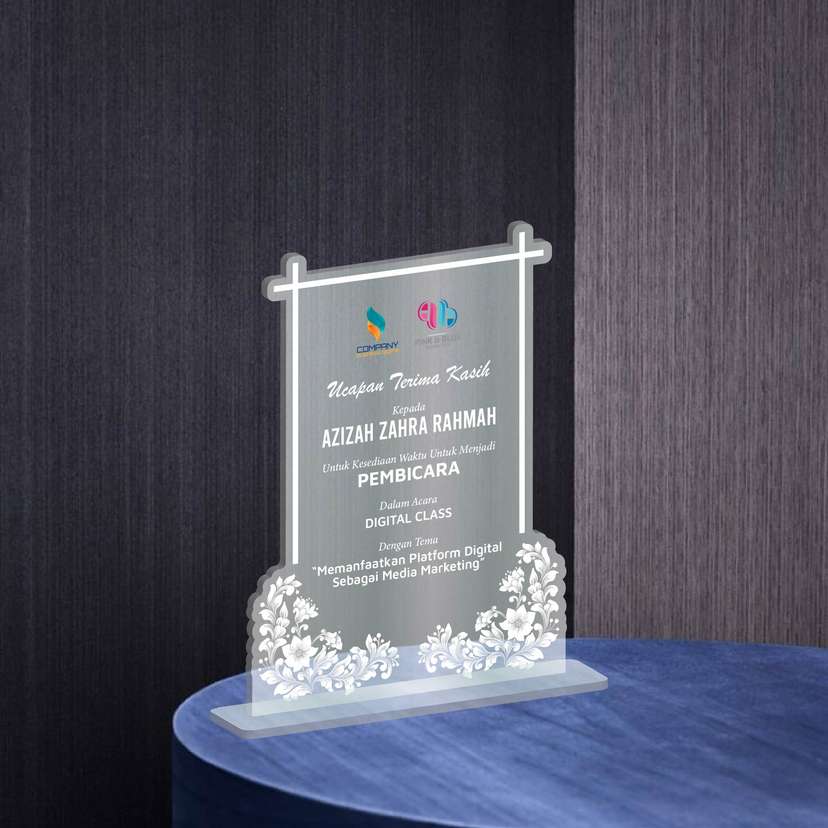 Plakat Akrilik  Ucapan Terima Kasih - Floral Transparan White Garden - Image 1