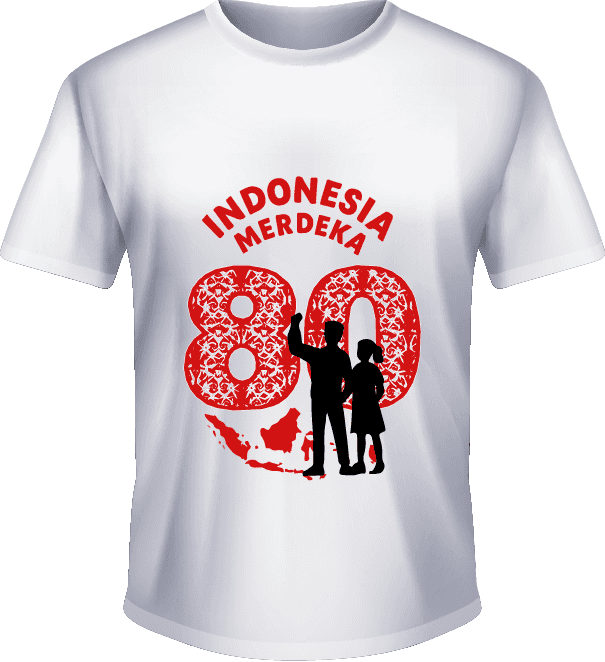 Kaos Peringatan 80 Tahun Kemerdekaan Indonesia dengan Siluet Anak Bangsa - Image 1