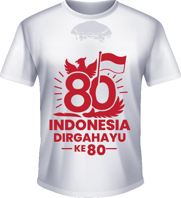 Kaos Dirgahayu Indonesia ke-80 dengan Simbol Garuda dan Bendera - Image 1