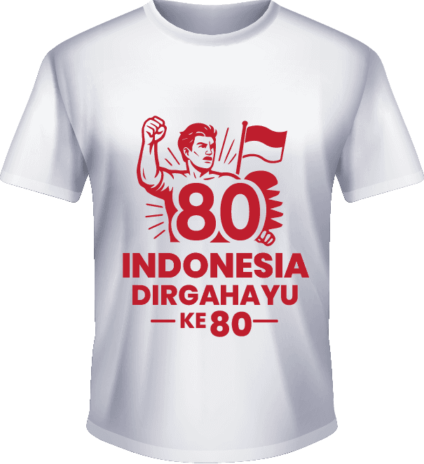 Kaos Dirgahayu ke-80 dengan Ilustrasi Pejuang Merdeka - Image 1