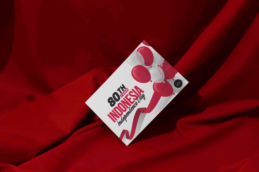 Kartu Ucapan 80 Tahun Kemerdekaan Indonesia dengan Nuansa Balon Merah Putih - Image 1