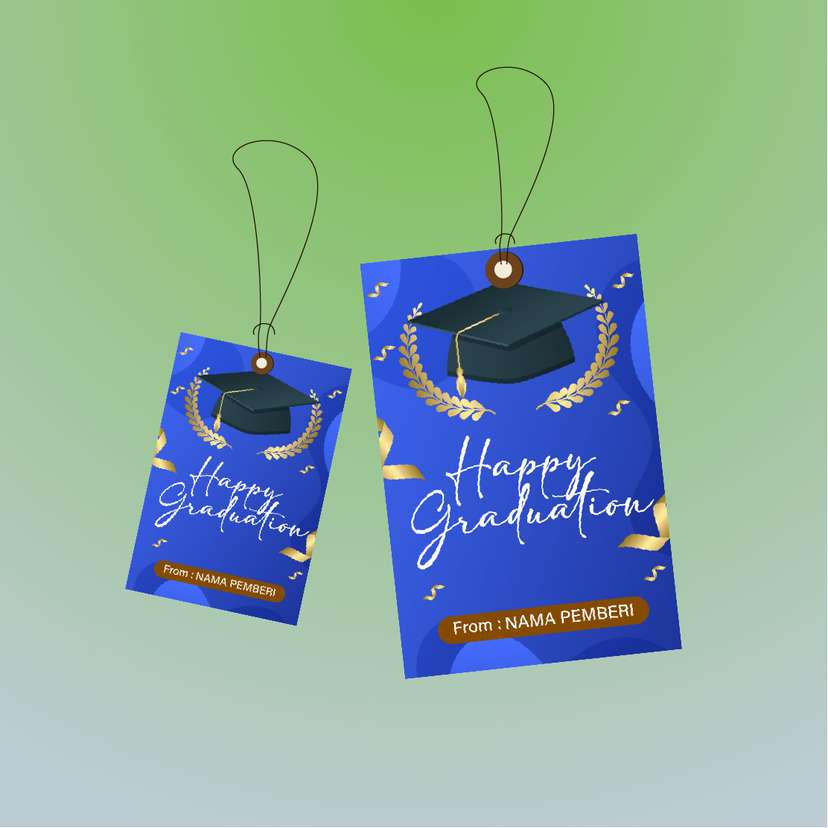 Hangtag Wisuda Elegan Warna Biru & Emas - Image 1
