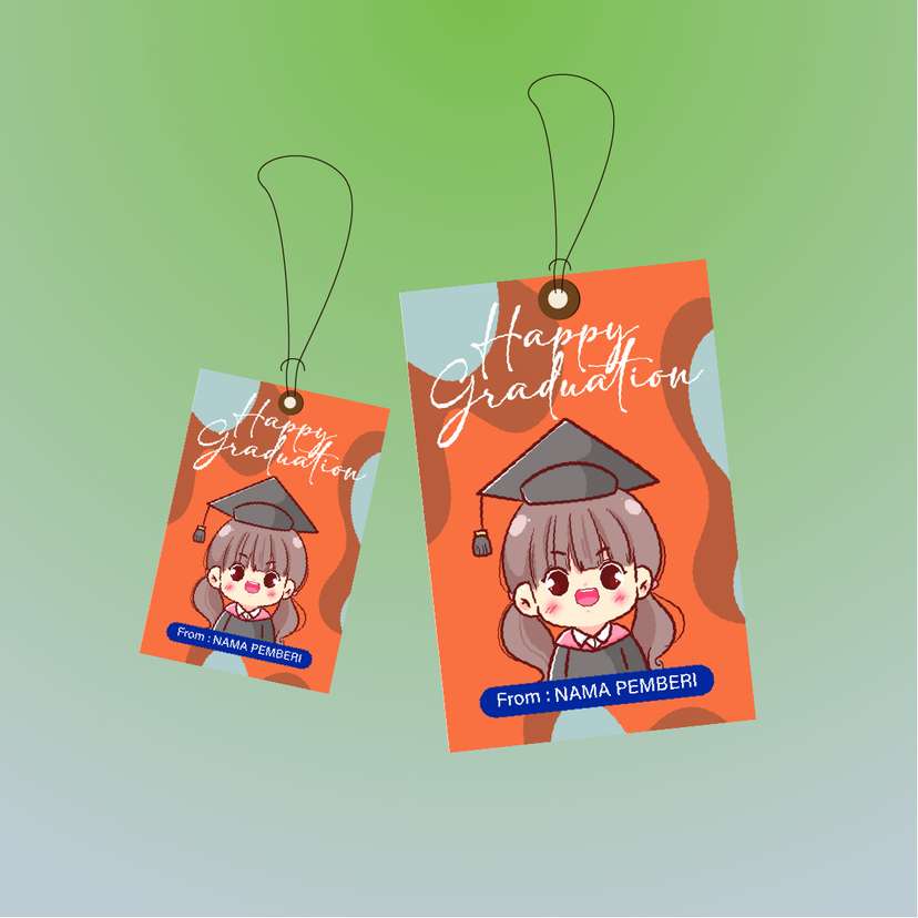 Hangtag Graduation Anak Perempuan Ceria Warna Oranye - Image 1