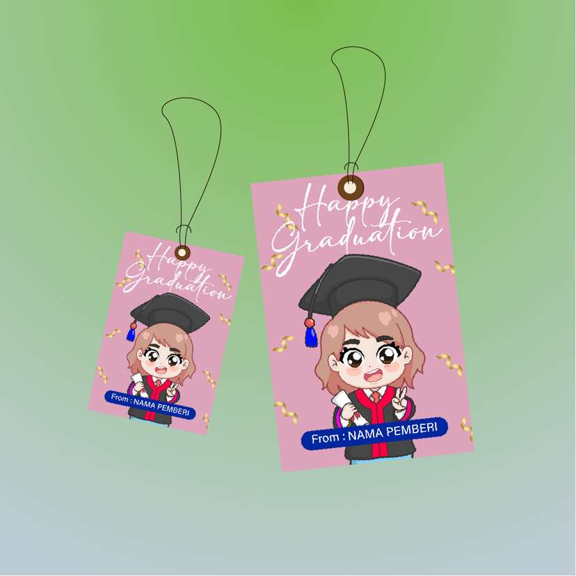 Hangtag Wisuda Kartun Anak Perempuan Peace Style - Image 1