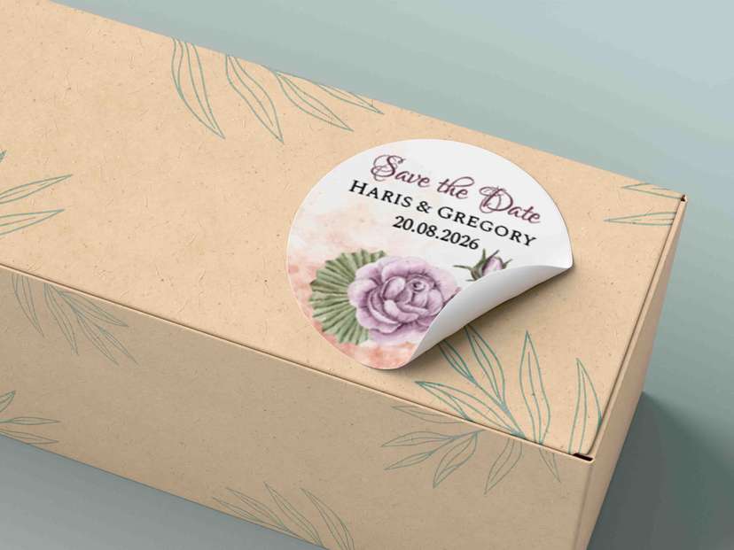 Stiker Save The Date Pernikahan Floral Watercolor - Image 1