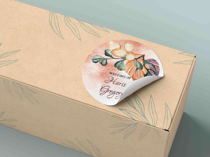  Stiker Pernikahan Watercolor Artistik - Image 1