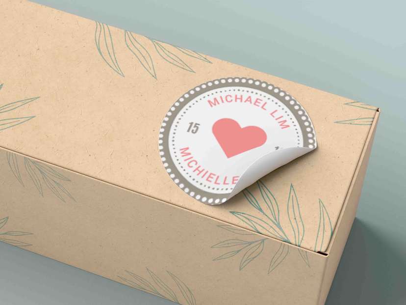 Stiker Pernikahan Minimalis Heart Center - Image 1