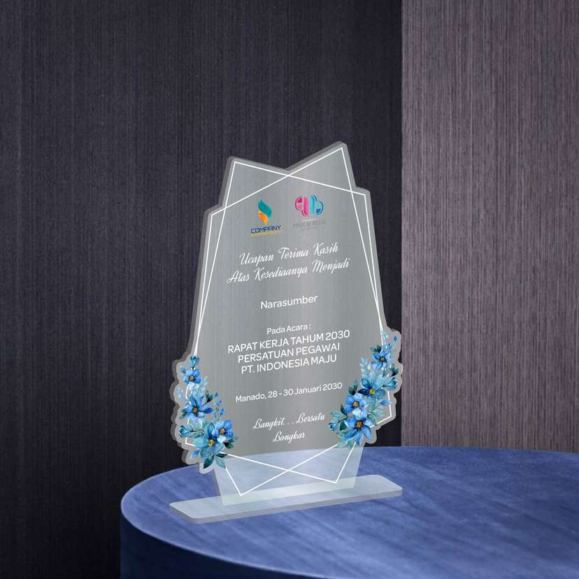 Plakat Akrilik Elegan Apresiasi Narasumber - Motif Bunga - Image 1