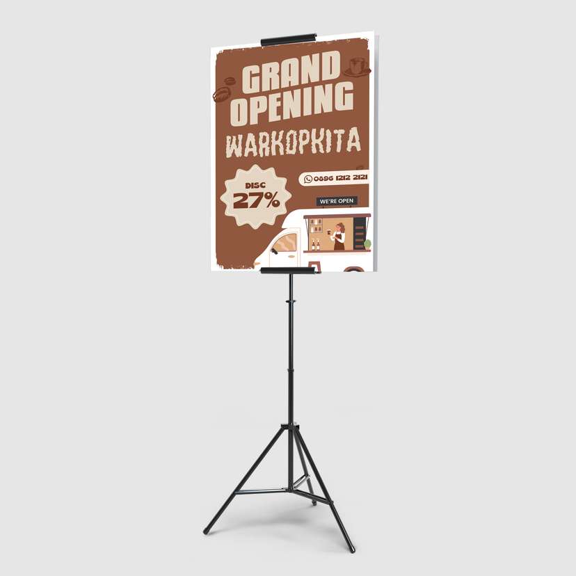 Foamboard Sign Stand Promo Grand Opening Cokelat Hangat - Image 1