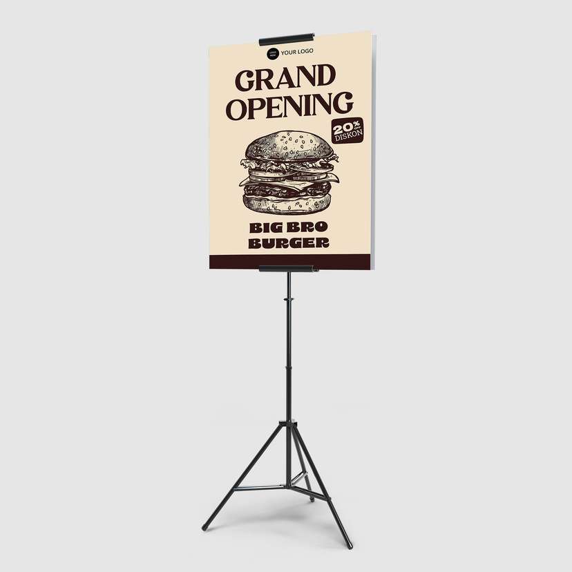 Foamboard Sign Stand Promo Grand Opening Cokelat Vintage - Image 1