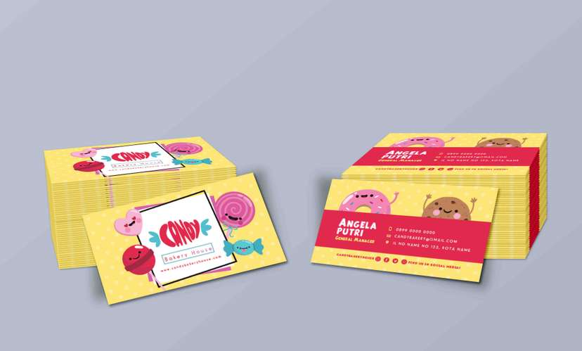 Kartu Nama Bakery dengan Ilustrasi Manis dan Warna Ceria - Image 1