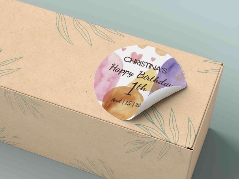 Stiker Ulang Tahun dengan Background Watercolor - Image 1