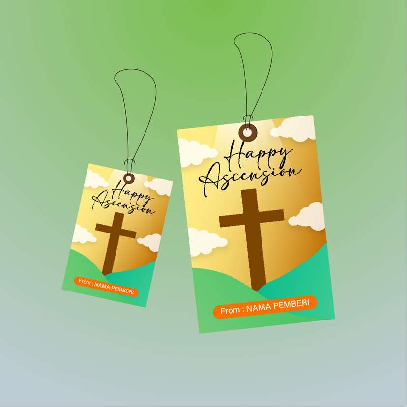 Hangtag Salib di Latar Langit Keemasan - Image 1