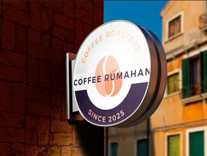 Neon Sign Box Coffee Rumahan dengan Gaya Soft Minimalist & Ikon Biji Kopi - Image 1