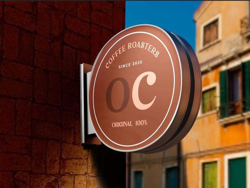 Neon Sign Box OC Coffee Roasters dengan Gaya Vintage Bold & Otentik - Image 1