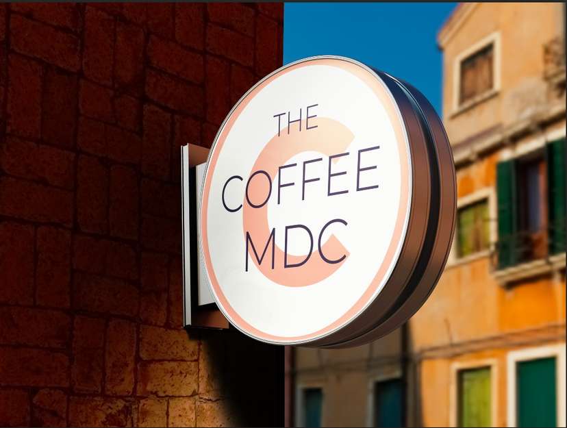 Neon Sign Box The Coffee MDC dengan Gaya Modern Clean & Simetris - Image 1