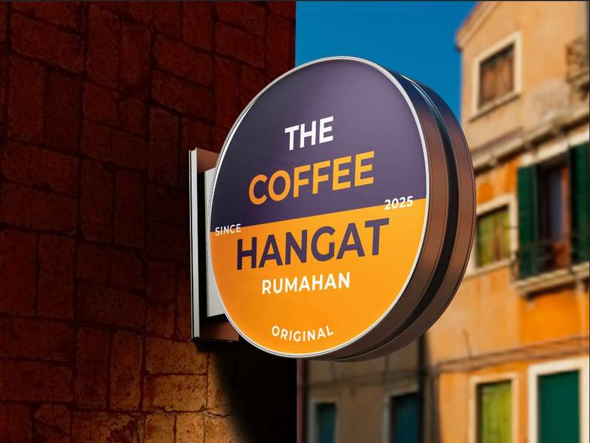 Neon Sign Box The Coffee Hangat Rumahan – Gaya Bold Kontras & Homey - Image 1