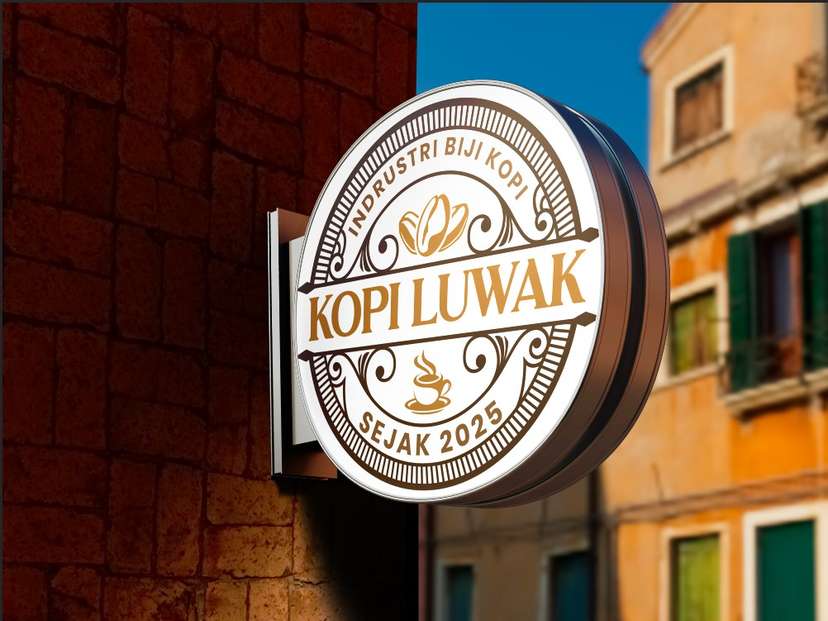 Neon Sign Box Kopi Luwak Gaya Mewah Klasik untuk Industri Biji Kopi - Image 1