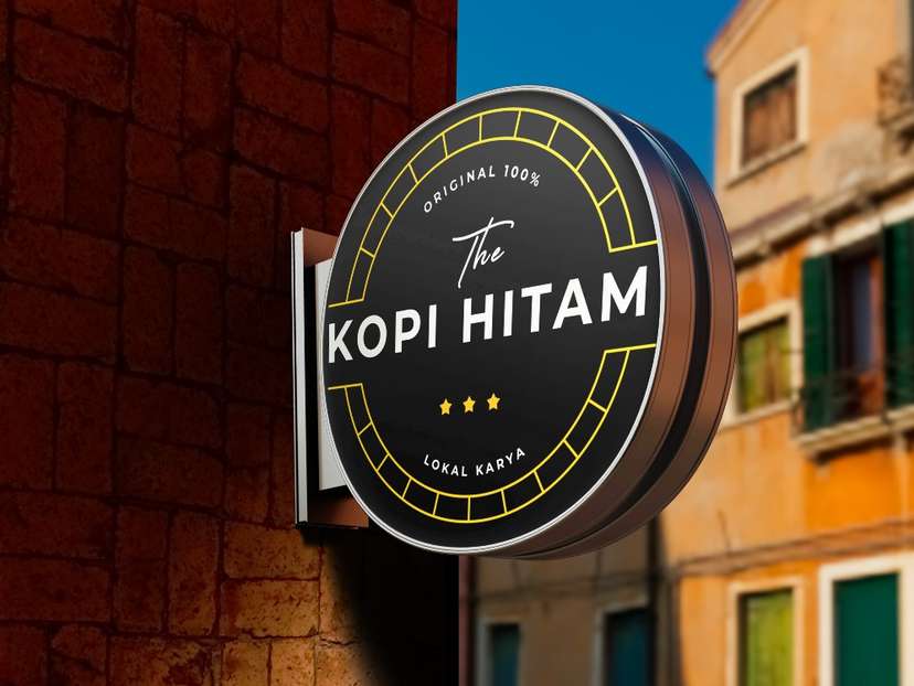 Neon Sign Box The Kopi Hitam dengan Gaya Modern Kuat & Lokal Elegan - Image 1