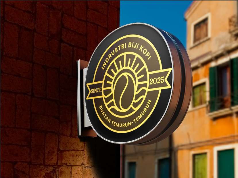 Neon Sign Box Industri Biji Kopi dengan Gaya Warisan Temurun Elegan - Image 1