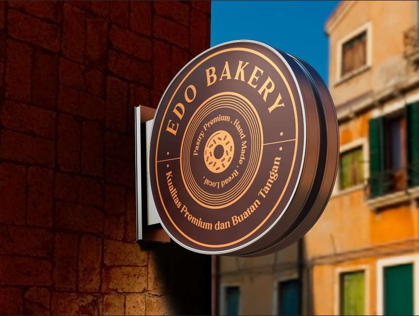 Neon Sign Box EDO BAKERY Gaya Retro Donat Handmade Lokal Premium - Image 1
