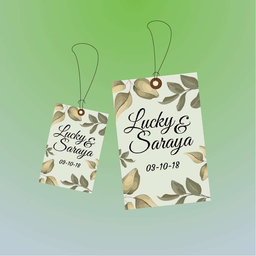 Hangtag Wedding Classic Leafy Design - Image 1