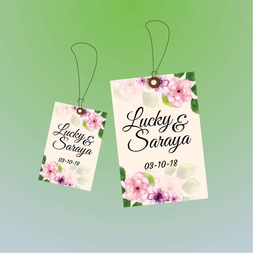 Hangtag Wedding Soft Watercolor Flowers - Image 1