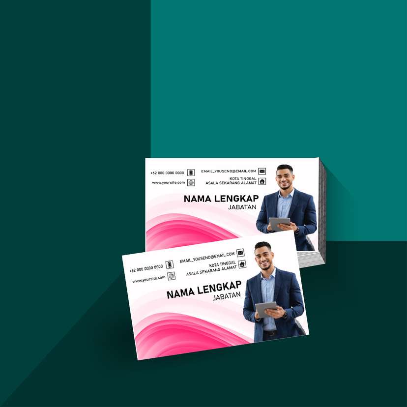 Kartu Nama Bisnis Profesional Nuansa Pink Ceria - Image 1