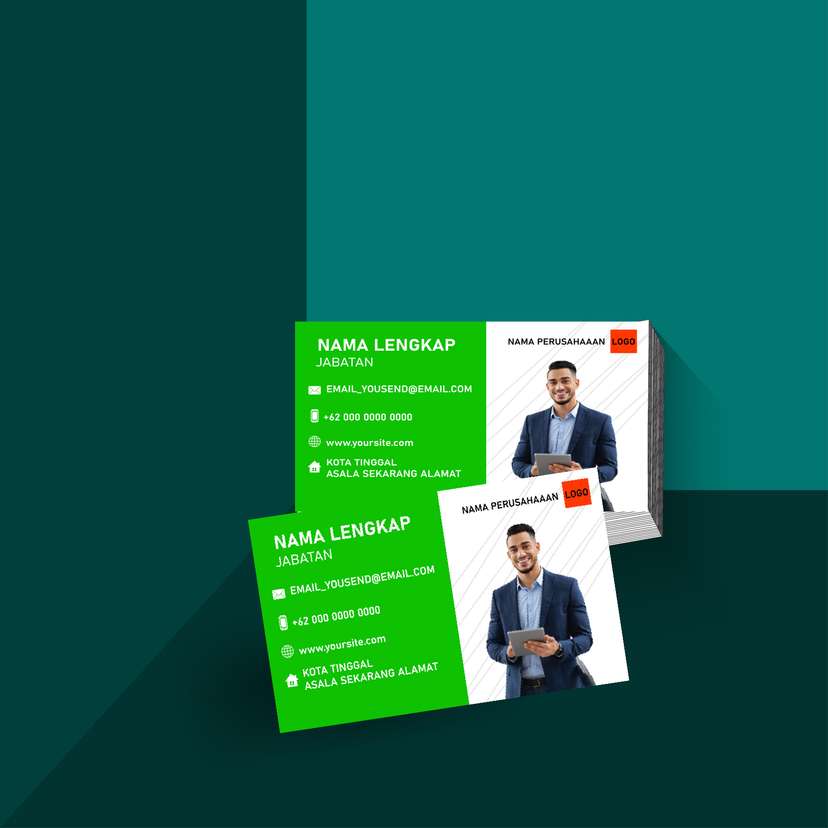 Kartu Nama Hijau Cerah dengan Tampilan Segar - Image 1