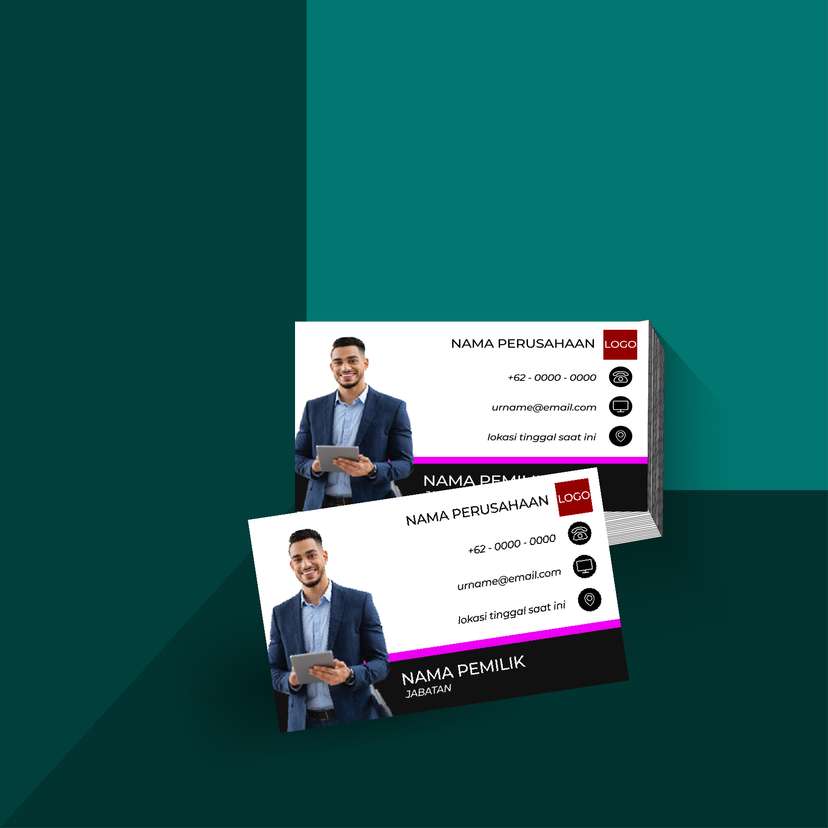 Kartu Nama Simpel dengan Aksen Ungu Eksklusif - Image 1