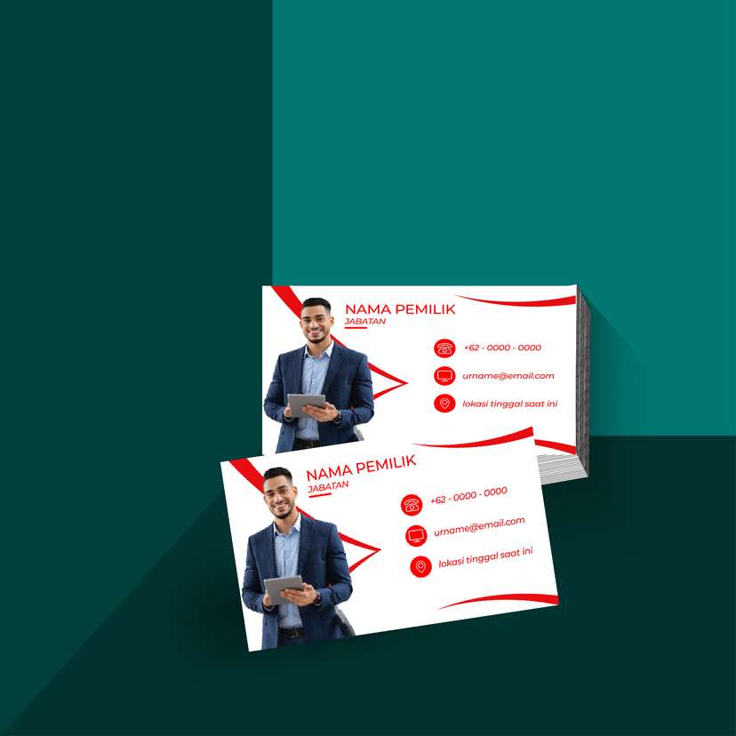 Kartu Nama Profesional dengan Aksen Merah Mewah - Image 1