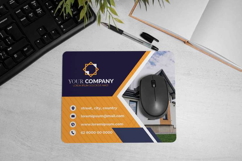 Mousepad Branding Properti Desain Informasi Kontak Bisnis yang Elegan - Image 1