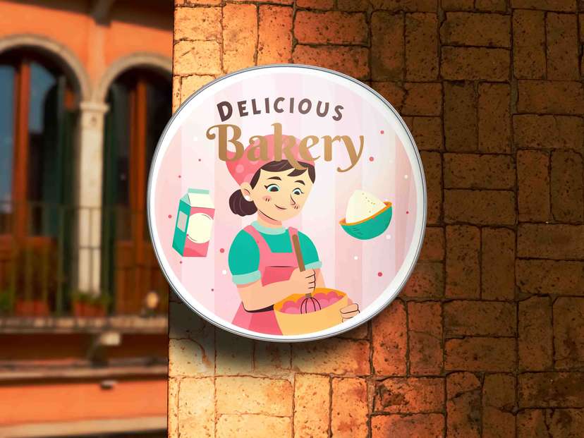 Neon Box Bundar Ilustrasi Karakter Roti & Warna Pastel Ceria - Image 1