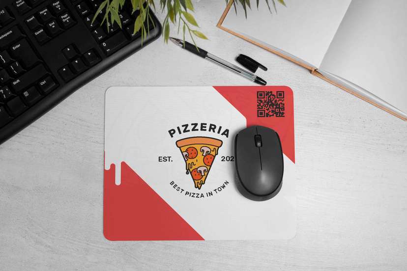 Mousepad Pizzeria Merah Putih Gaya Lezat untuk Meja Kerja - Image 1