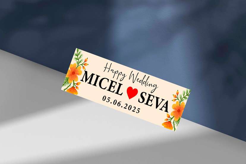 Wedding Plat Ceria Orange Bunga Tropis - Image 1