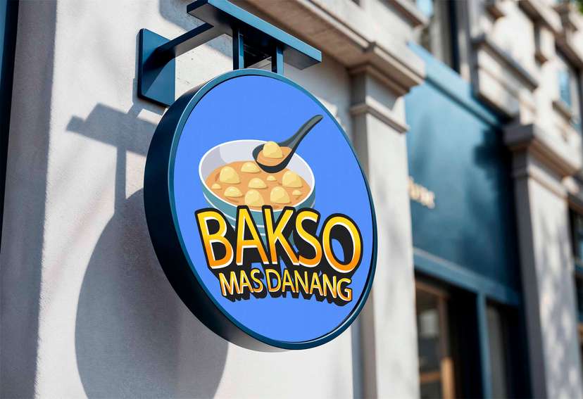 Neon Box Jualan Makanan Bakso Biru Klasik dan Elegan - Image 1