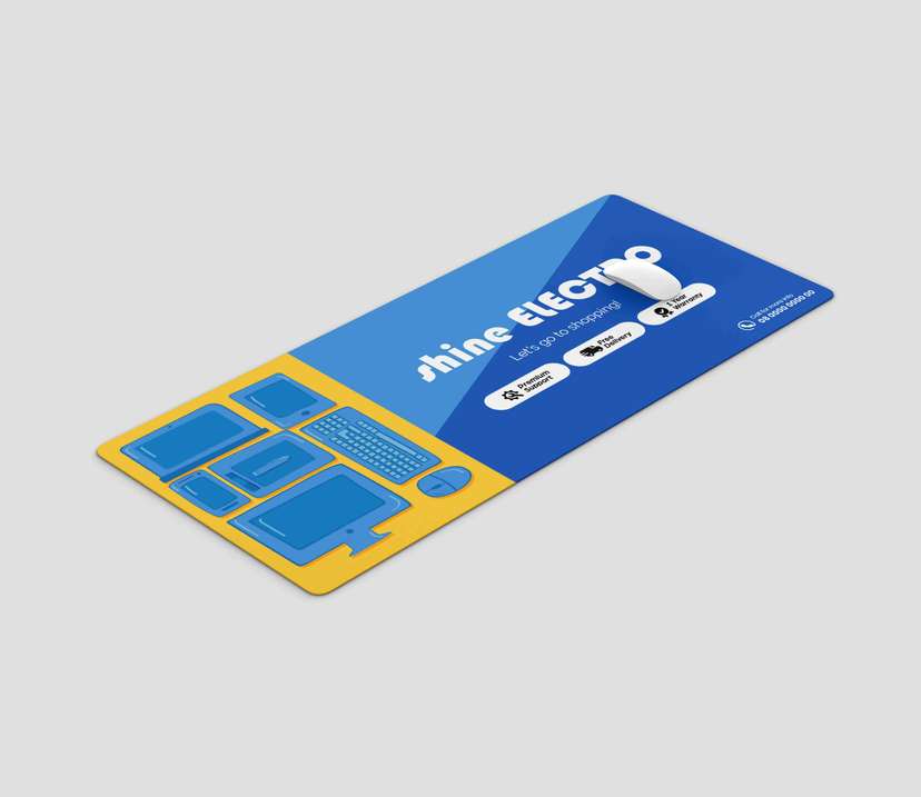 Mousepad Panjang Desain Elegan dengan Ilustrasi Perangkat Elektronik - Image 1