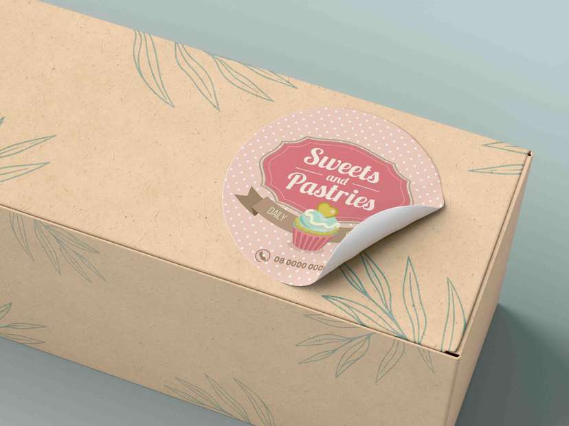 Stiker Desain Manis untuk Kemasan Kue dan Dessert - Image 1