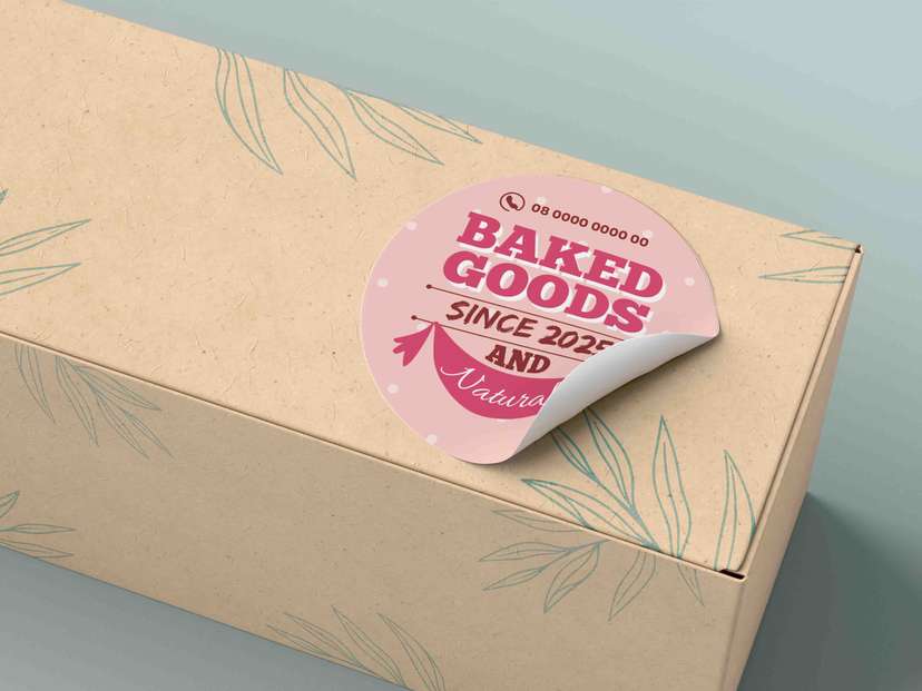 Stiker Baked Goods Desain Pink Natural untuk Kemasan Roti & Kue - Image 1