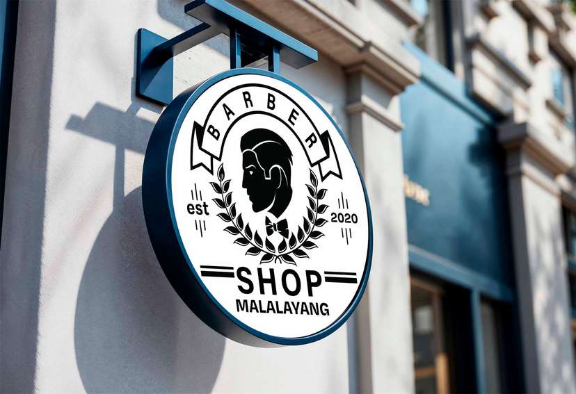 Neon Box Barber Shop Modern dengan Ikon Siluet Pria - Image 1